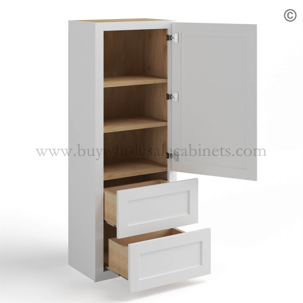 White Shaker 18 W Wall Cabinet with Two Drawers