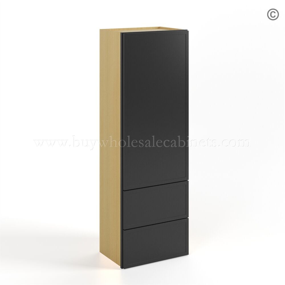 Slim Black Shaker Double with Drawers Wall Cabinet