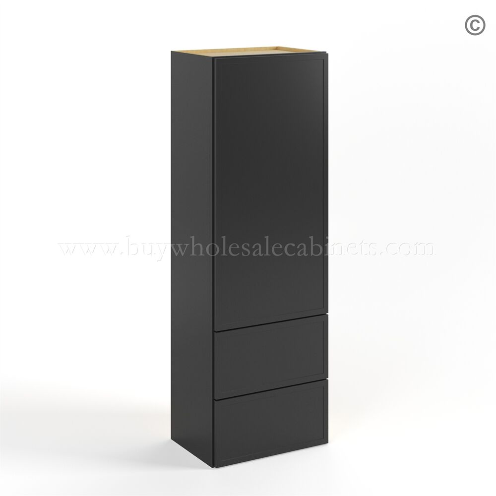 Slim Black Shaker Double with Drawers Wall Cabinet