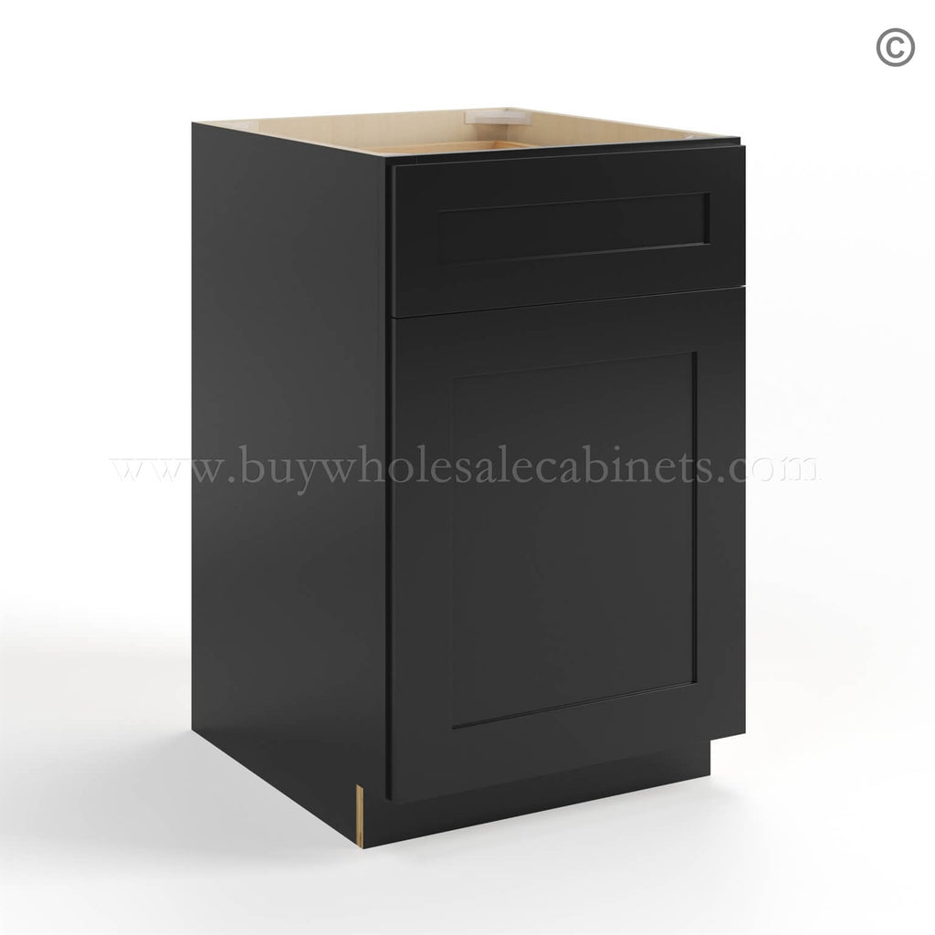 Black Shaker Base Cabinet with Single Door & Drawer