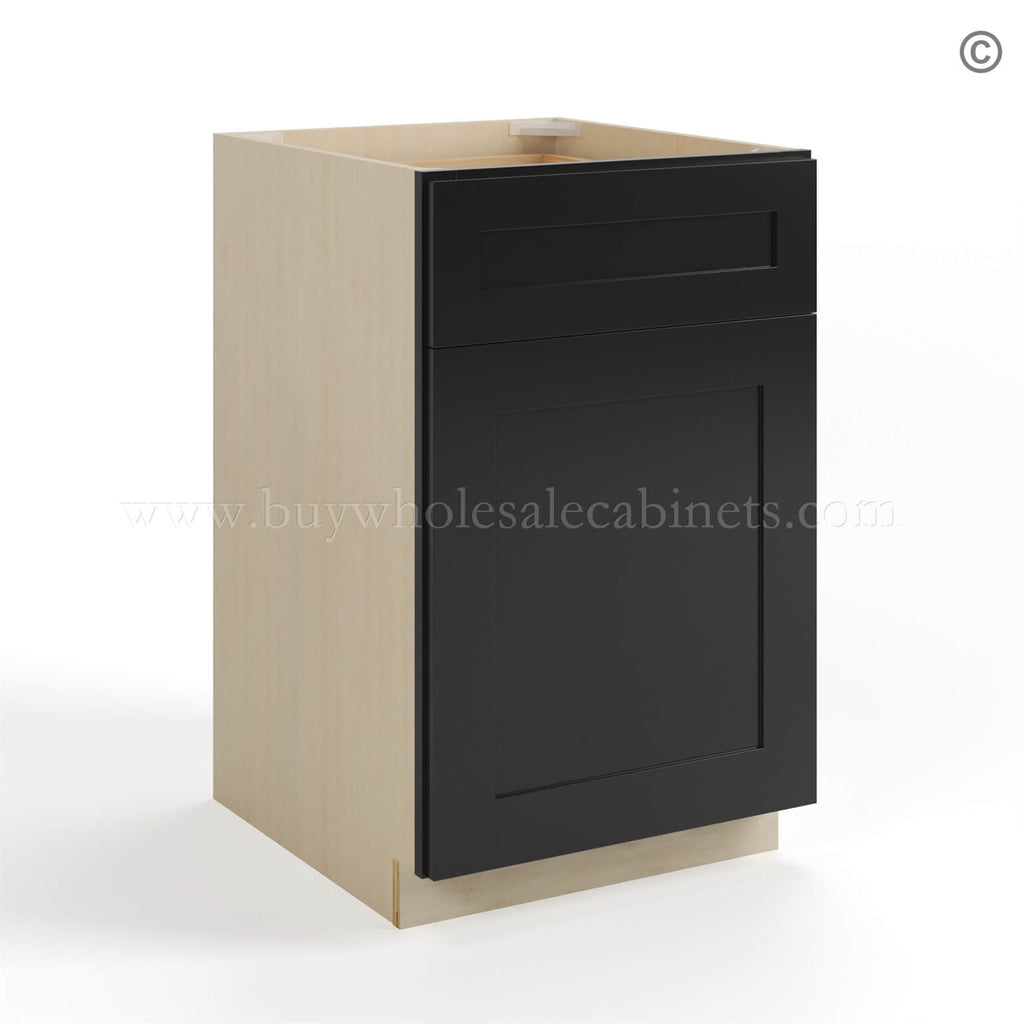 Black Shaker Base Cabinet with Single Door & Drawer