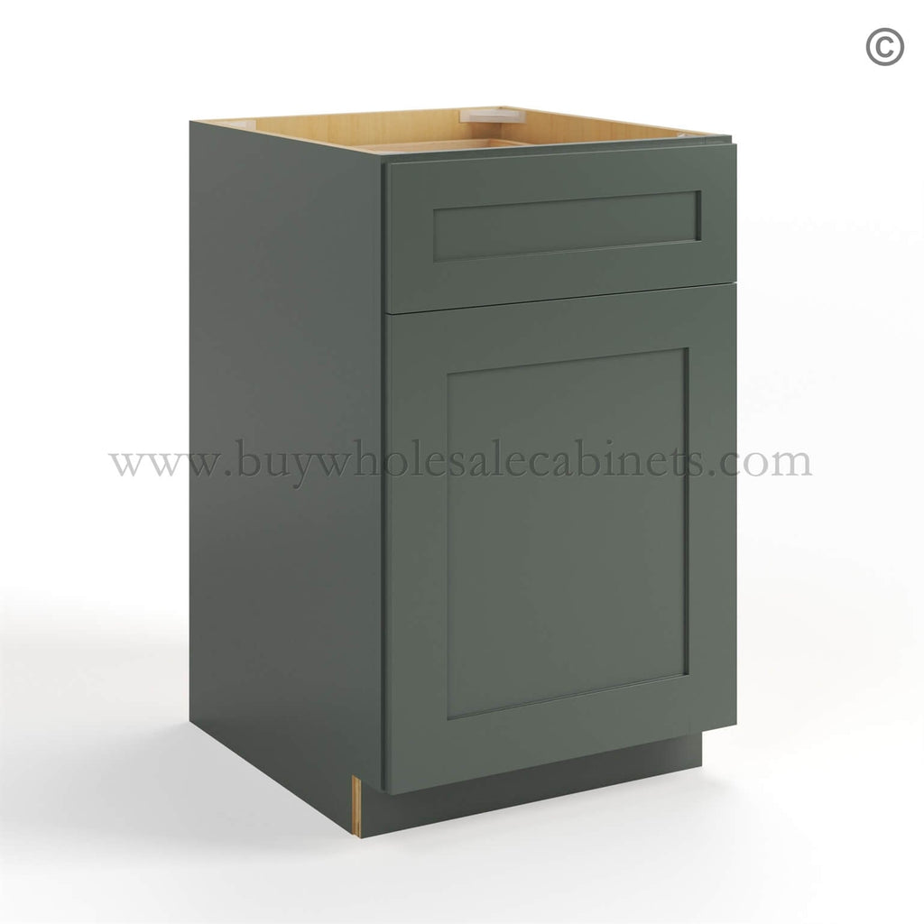 Green Shaker Base Cabinet with Single Door & Drawer