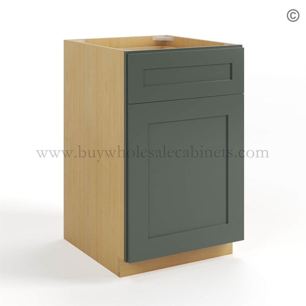 Green Shaker Base Cabinet with Single Door & Drawer