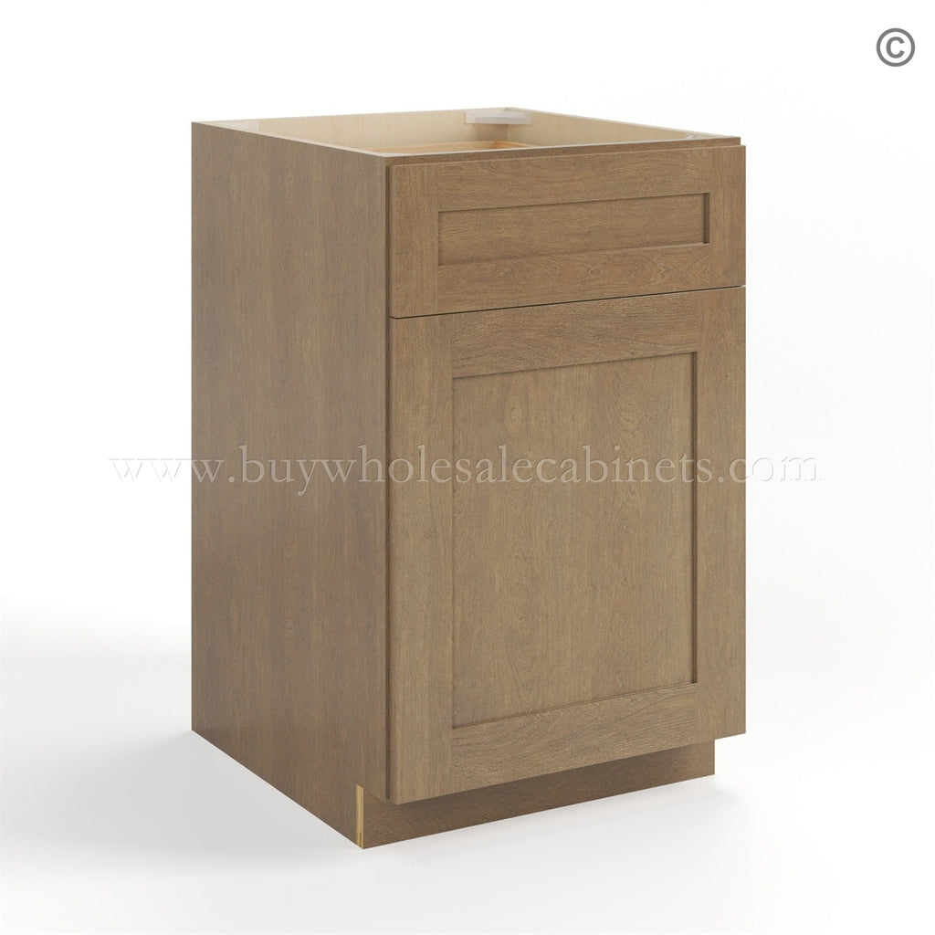 Rustic Wood Shaker Base Cabinet with Single Door & Drawer