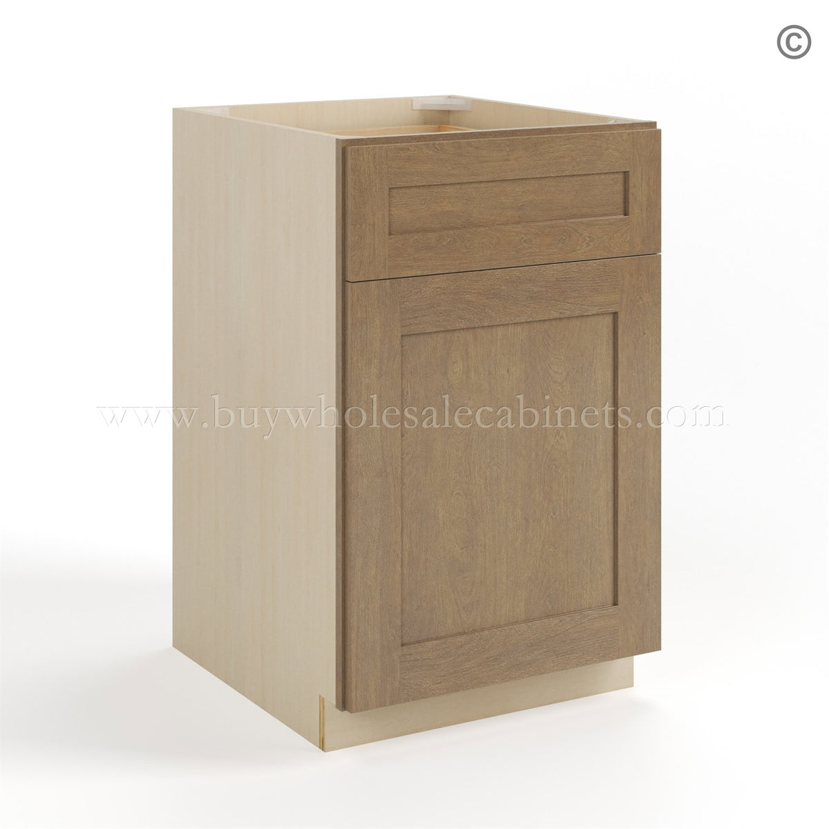 Rustic Wood Shaker Base Cabinet with Single Door & Drawer