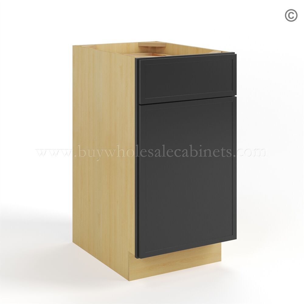 Slim Black Shaker Base Cabinet Single Door and Drawer