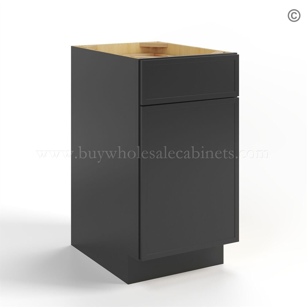 Slim Black Shaker Base Cabinet Single Door and Drawer