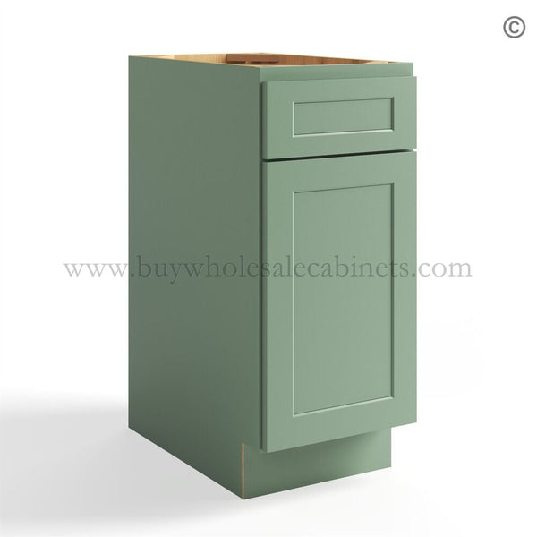 Jade Green Shaker Vanity Base Cabinet One Door/One Drawer