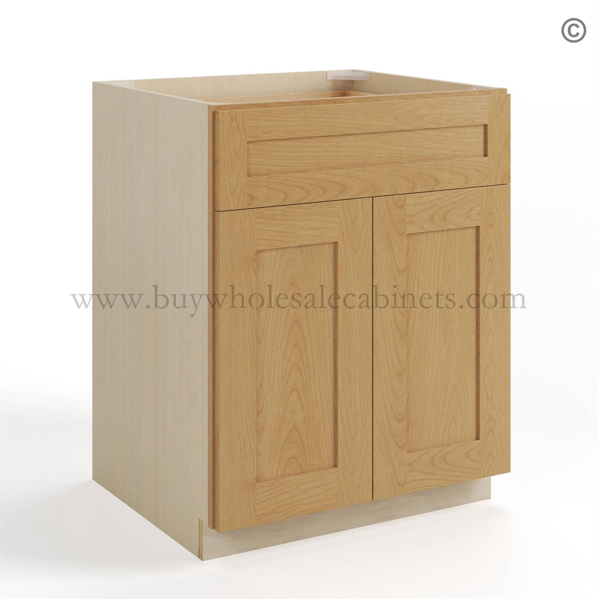 Treasure Chest Shaker Base Cabinet with Double Doors & Single Drawer