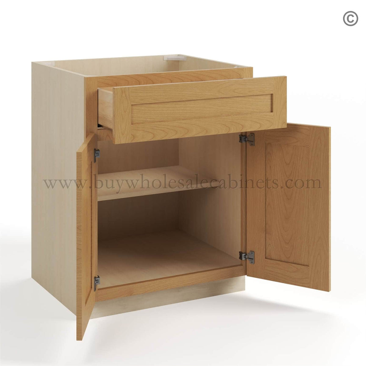 Treasure Chest Shaker Base Cabinet with Double Doors & Single Drawer