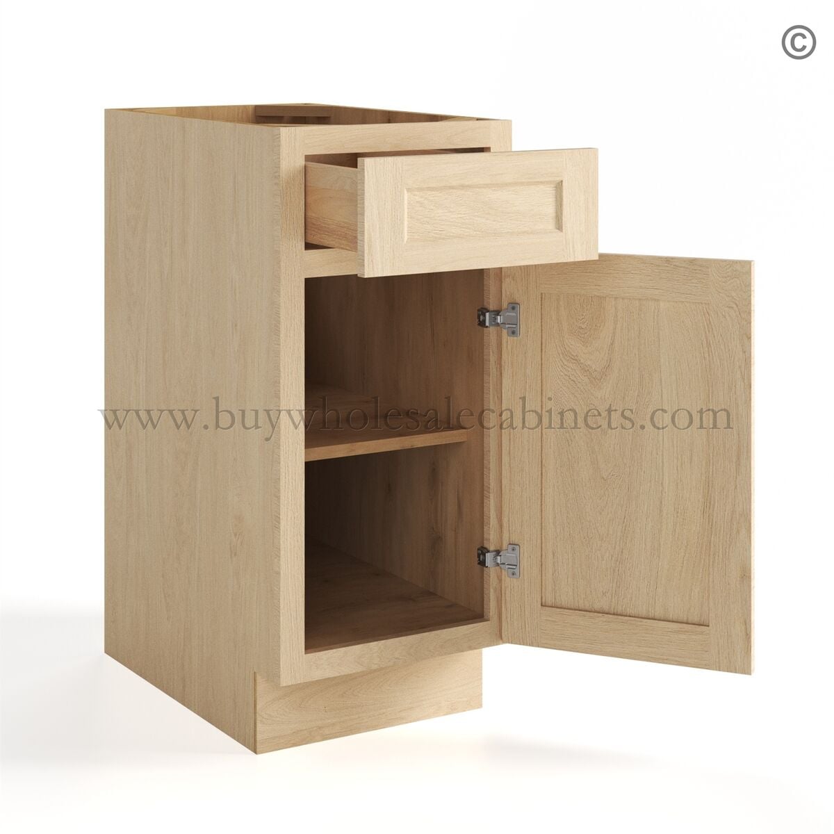 Unfinished Shaker Vanity Base Cabinet One Door/One Drawer