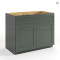 Green Shaker Base Cabinet with Double Doors and Drawers