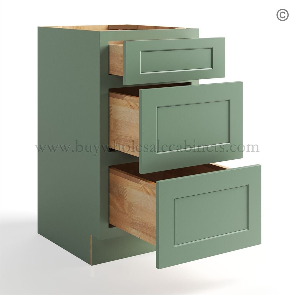 Jade Green Shaker Vanity Drawer Base Cabinet