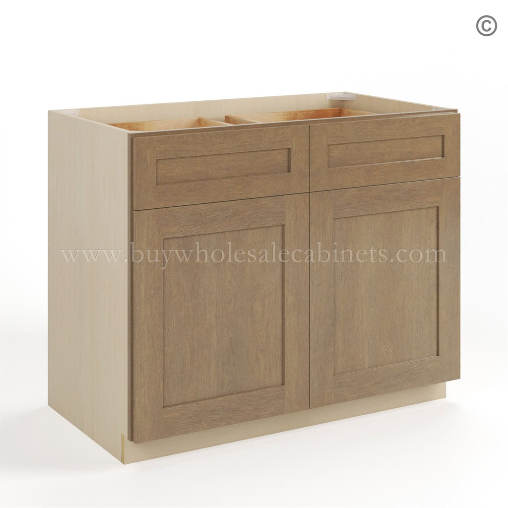 Rustic Wood Shaker Base Cabinet with Double Doors and Drawers