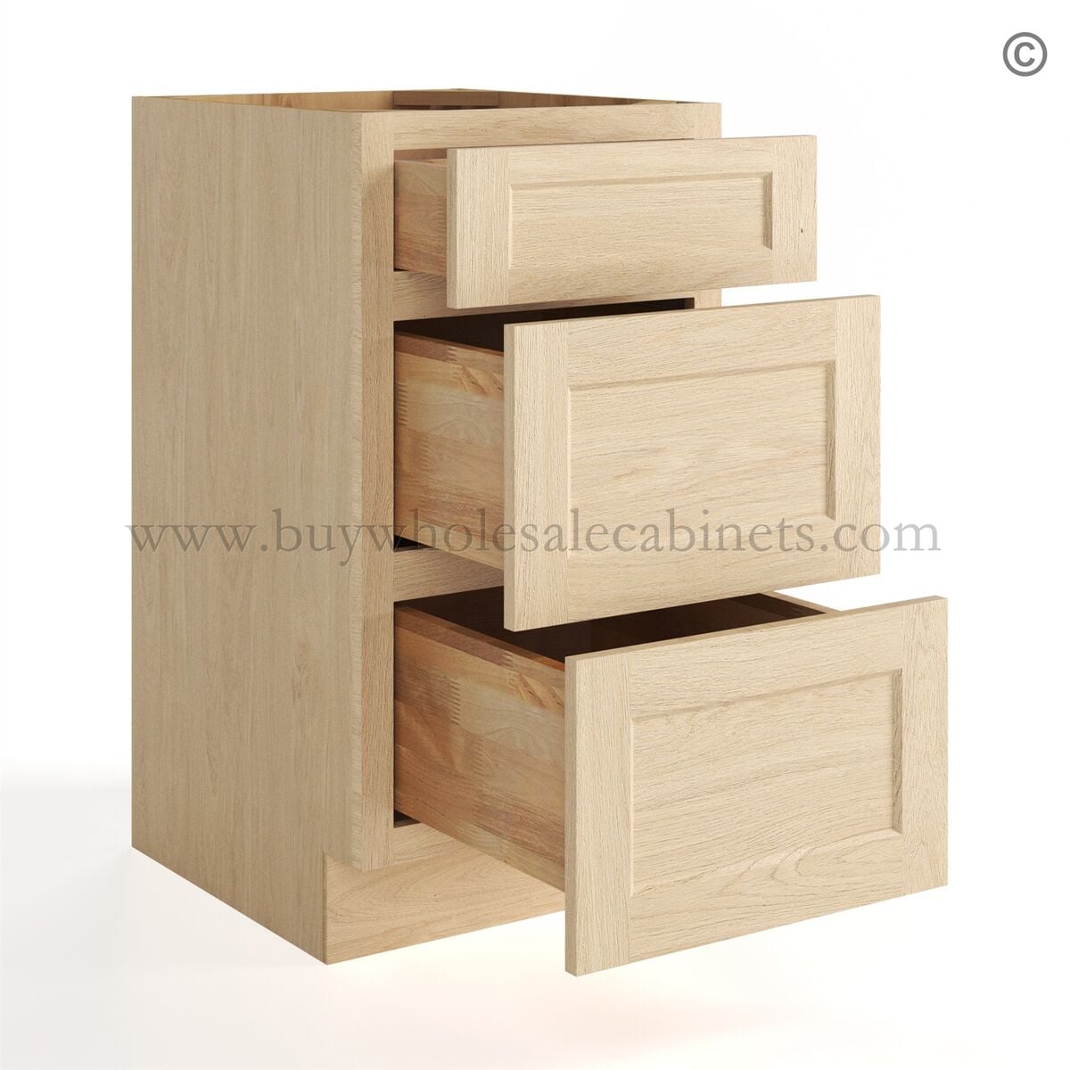 Unfinished Shaker Vanity Drawer Base Cabinet