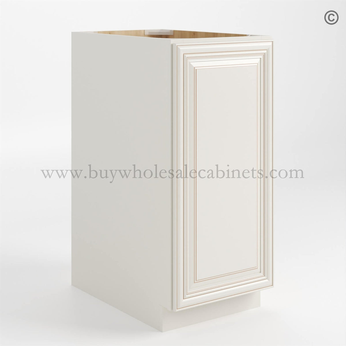 Charleston White Raised Panel Base Cabinet Single Door Full Height