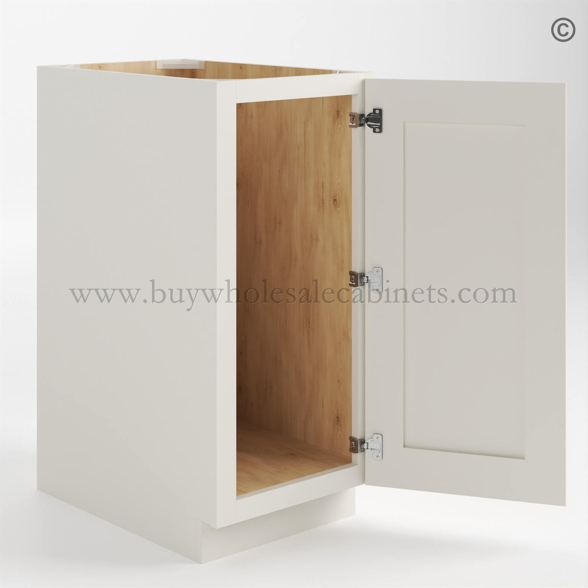 Charleston White Raised Panel Base Cabinet Single Door Full Height