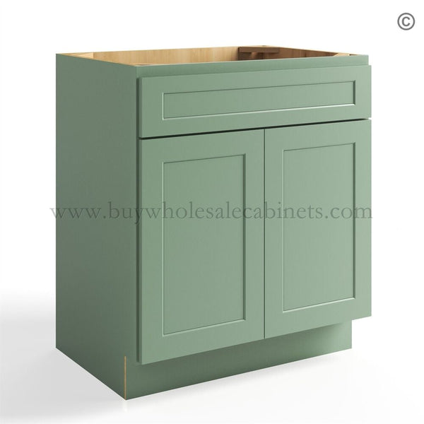 Jade Green Shaker Vanity Sink Base Cabinet