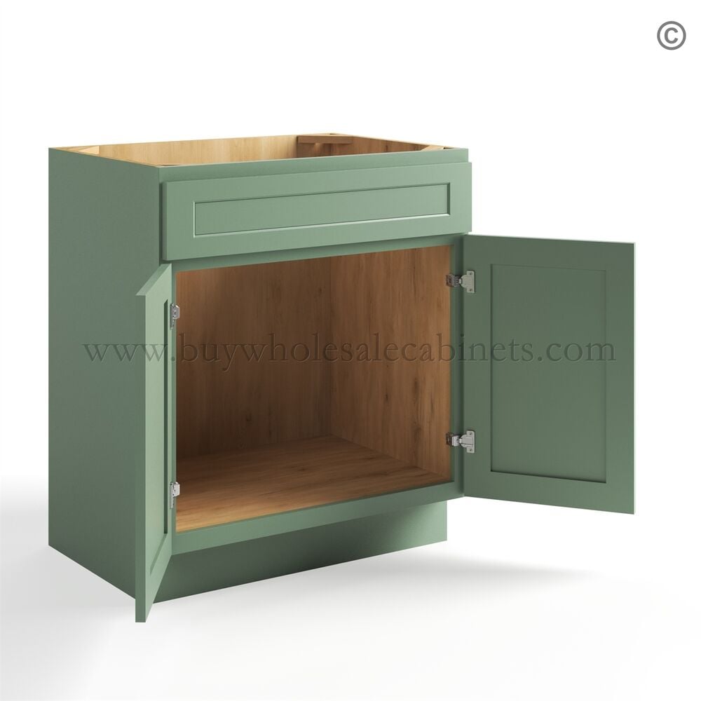 Jade Green Shaker Vanity Sink Base Cabinet
