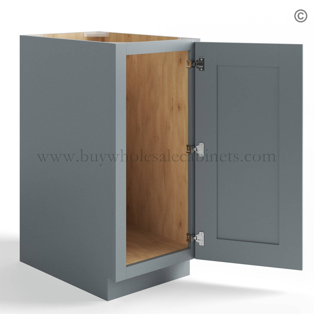 Gray Shaker Base Cabinet Single Door Full Height