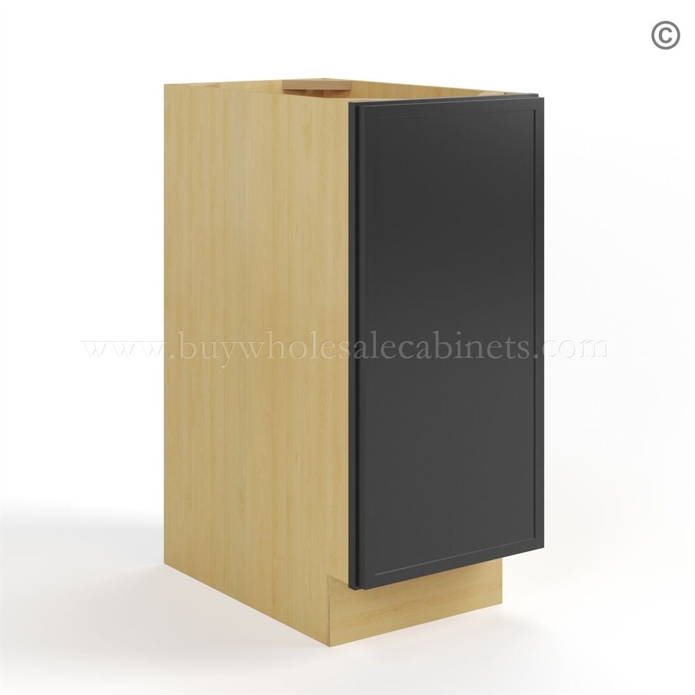 Slim Black Shaker Base Cabinet Single Door Full Height