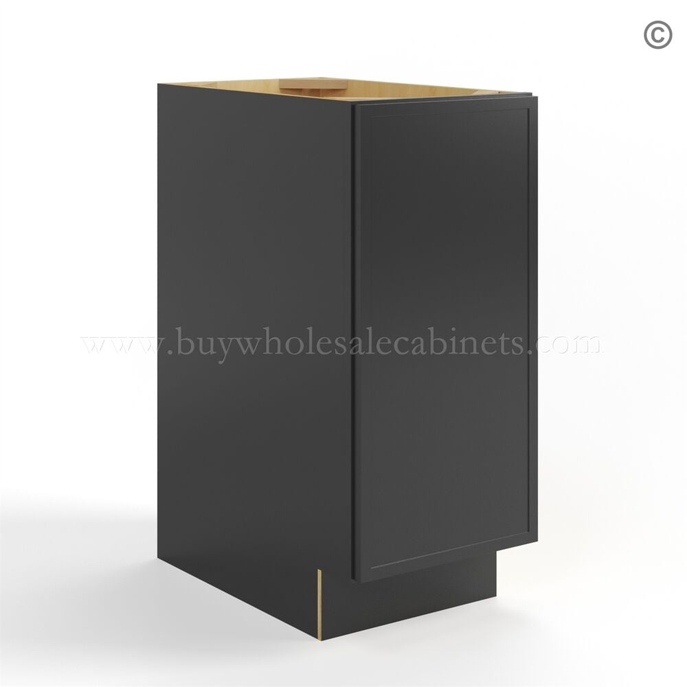 Slim Black Shaker Base Cabinet Single Door Full Height