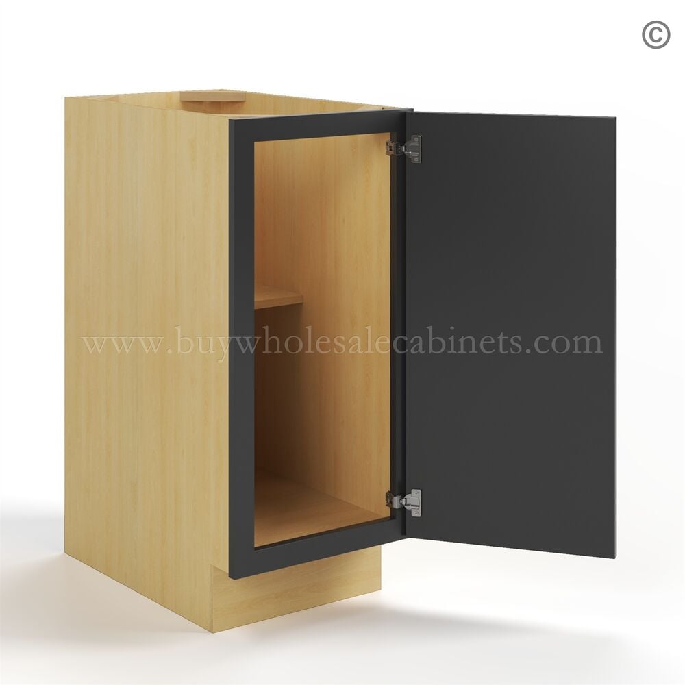 Slim Black Shaker Base Cabinet Single Door Full Height