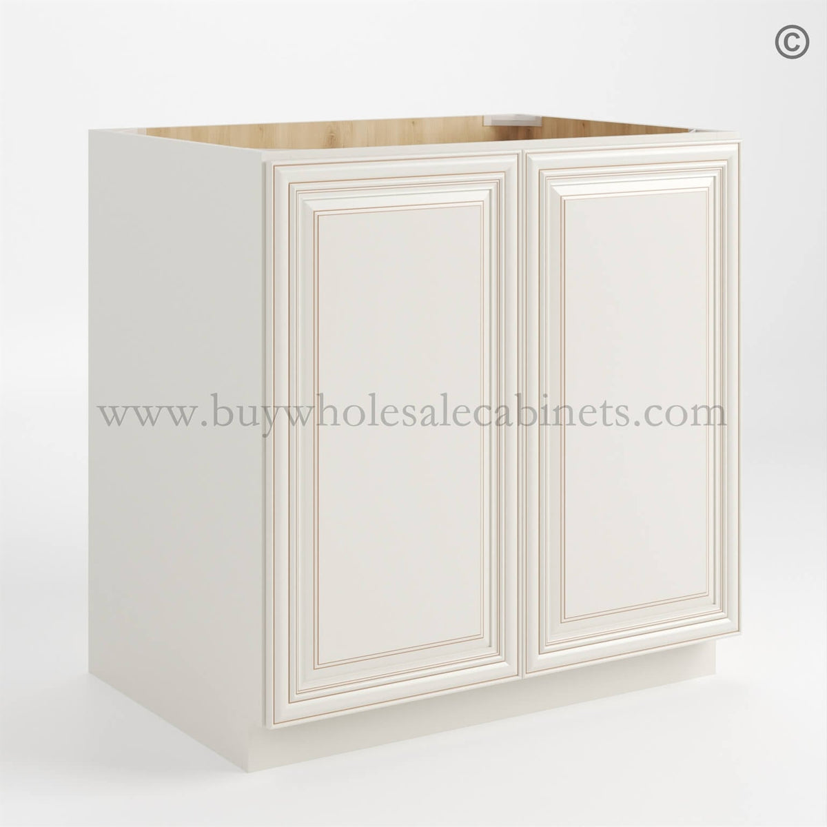 Charleston White Raised Panel Base Cabinet – Full Height 2 Doors