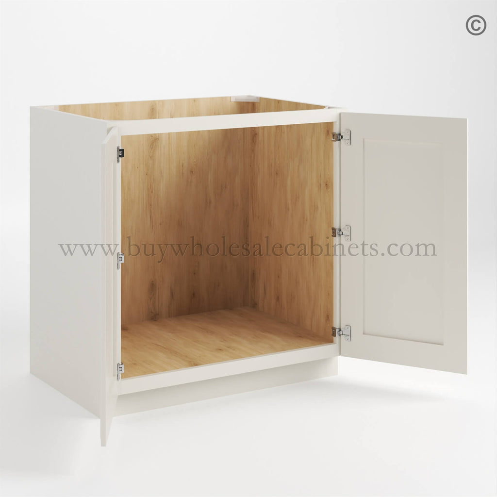Charleston White Raised Panel Base Cabinet – Full Height 2 Doors