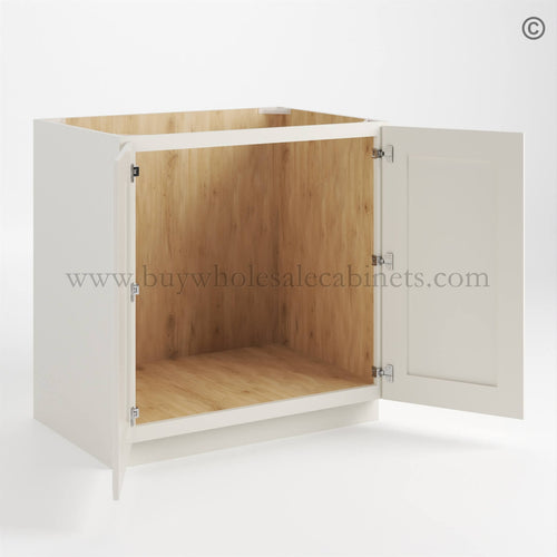 Charleston White Raised Panel Base Cabinet – Full Height 2 Doors