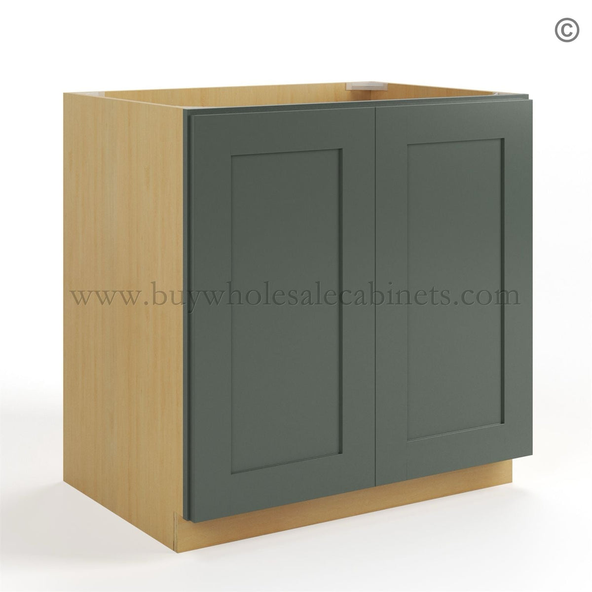 Green Shaker Base Cabinet – Full Height 2 Doors