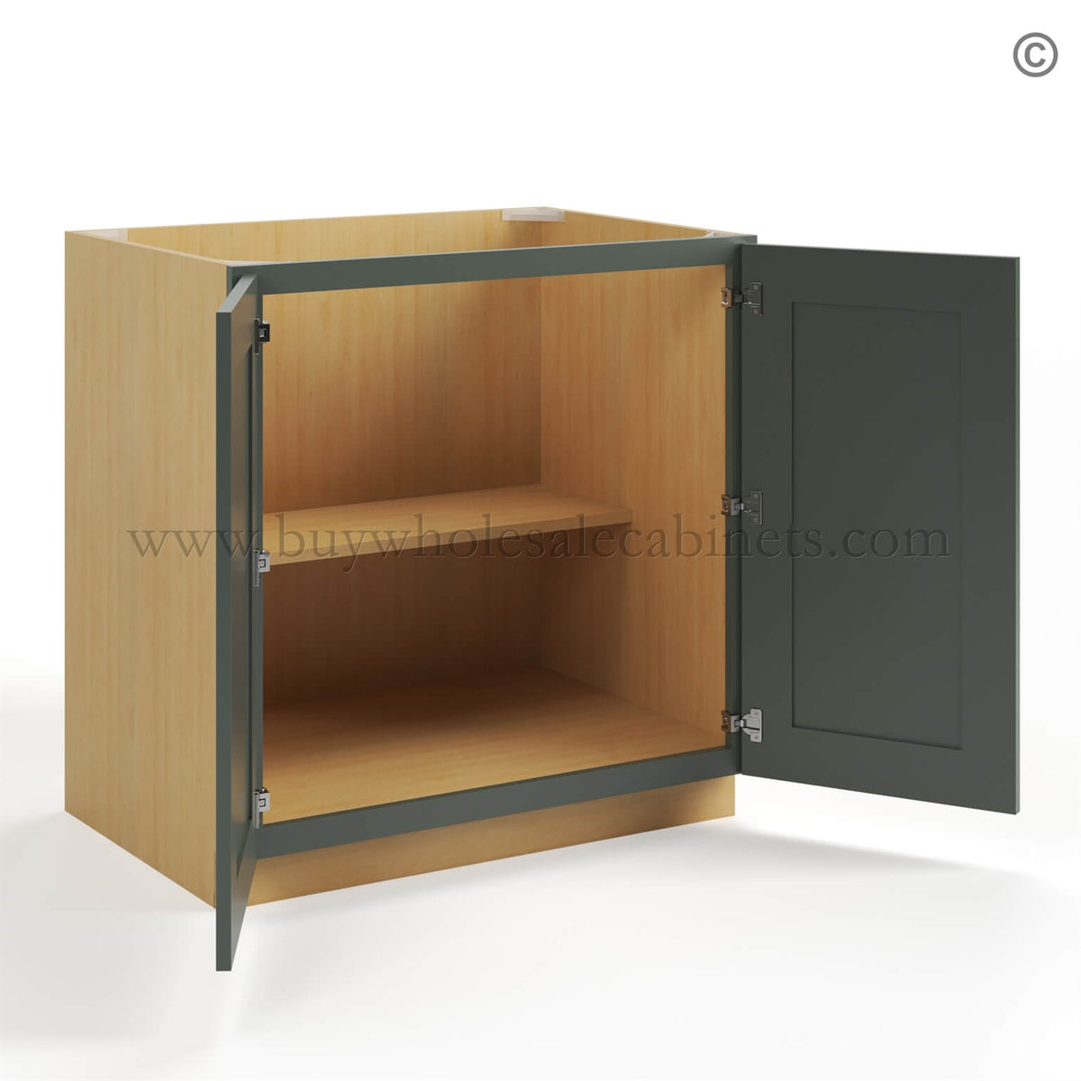 Green Shaker Base Cabinet – Full Height 2 Doors
