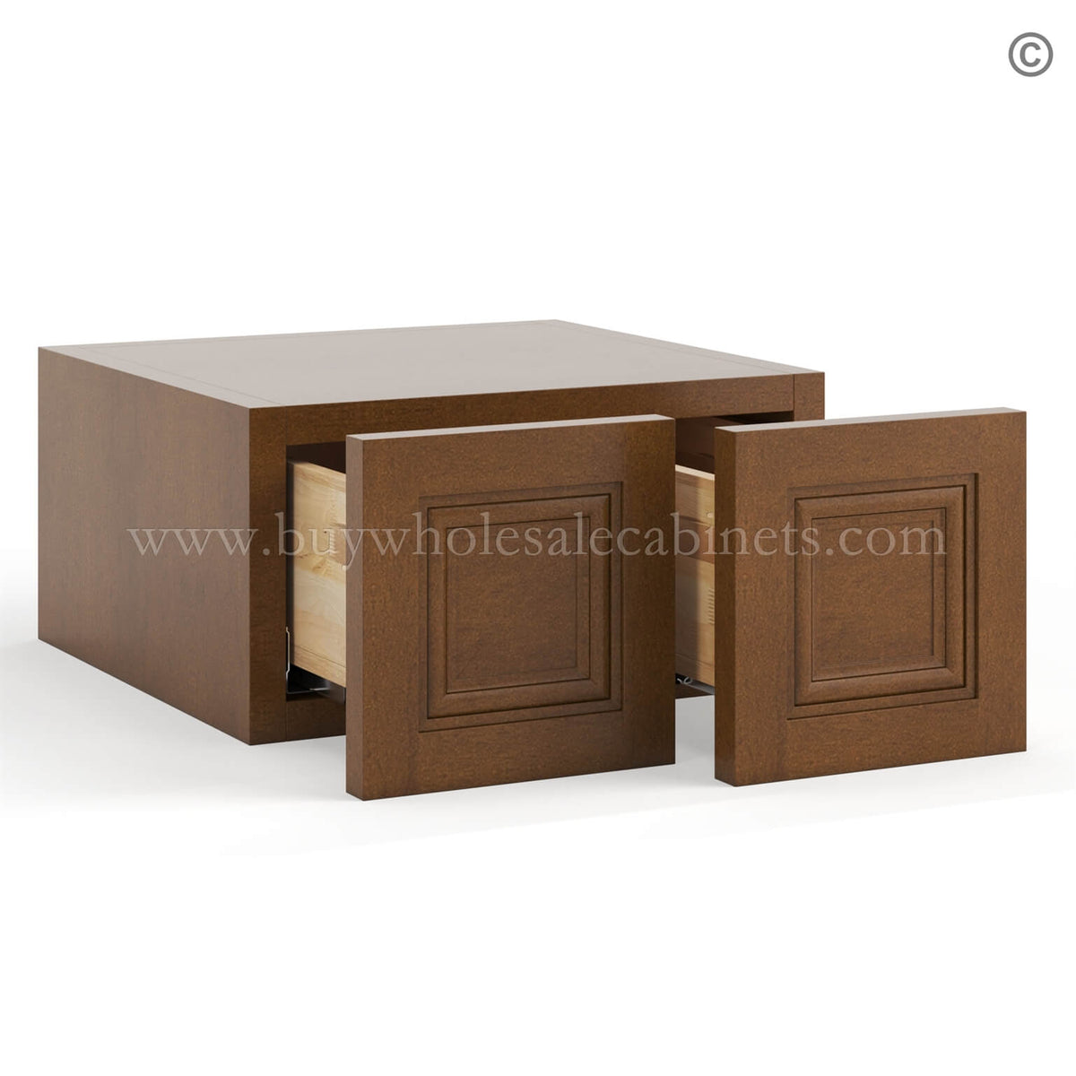 Frameless Classic Chestnut Wall Small Drawers – 2 Drawers