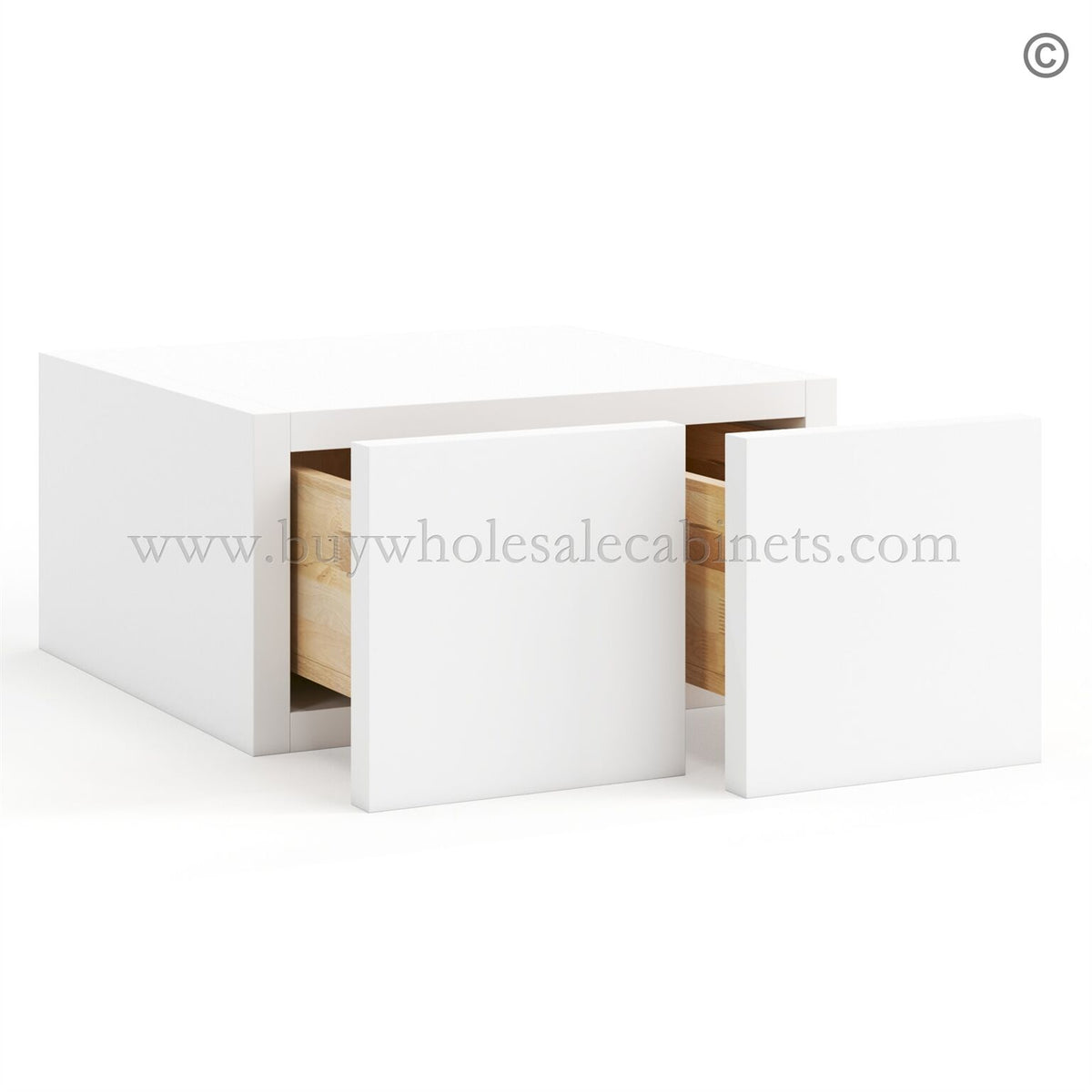 Frameless Modern White Shaker Wall Small Drawers – 2 Drawers