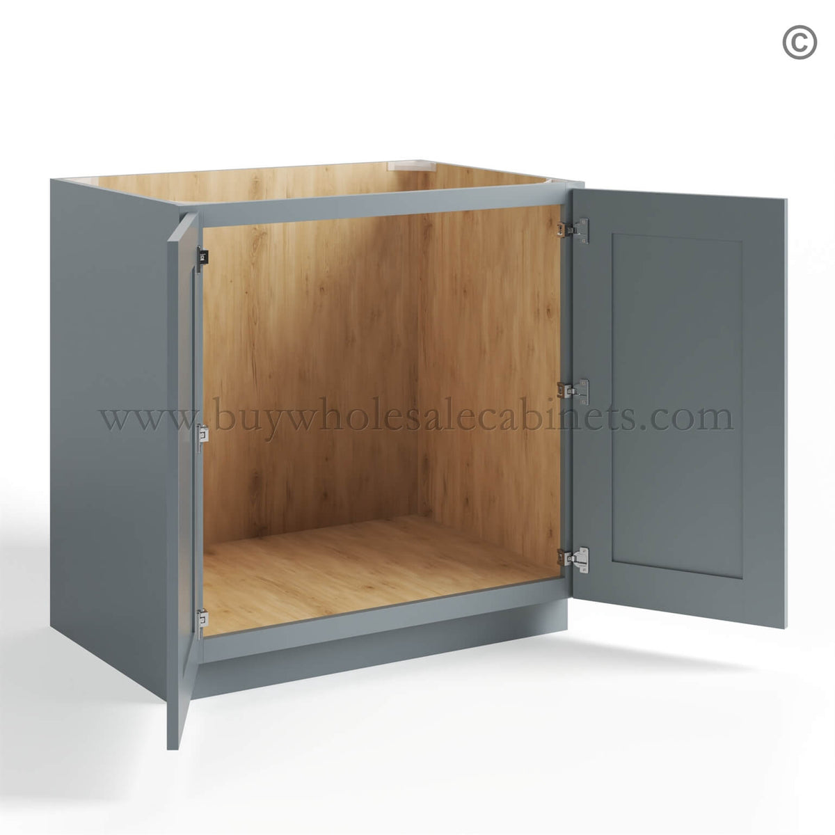 Gray Shaker Base Cabinet – Full Height 2 Doors