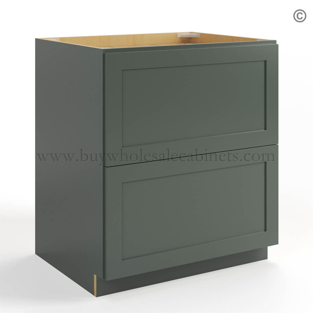 Green Shaker Two Drawer Base