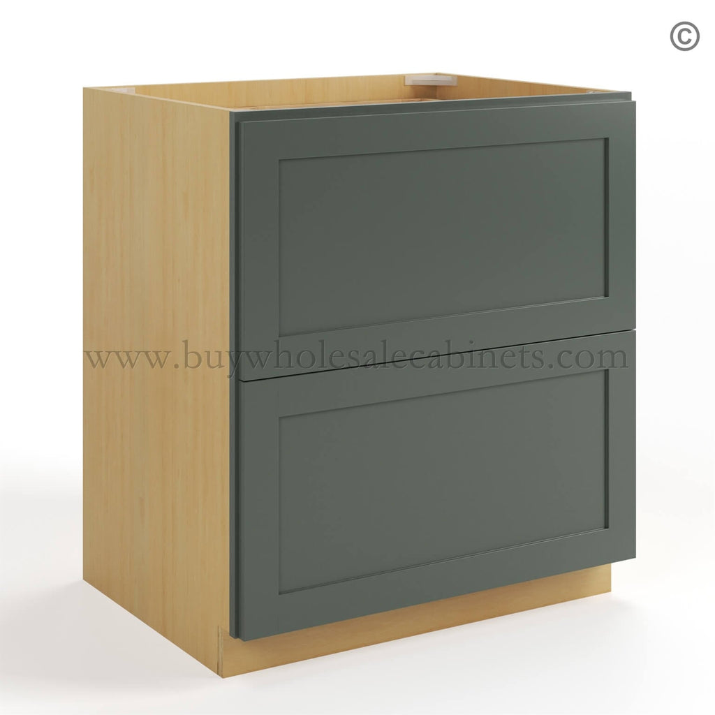 Green Shaker Two Drawer Base