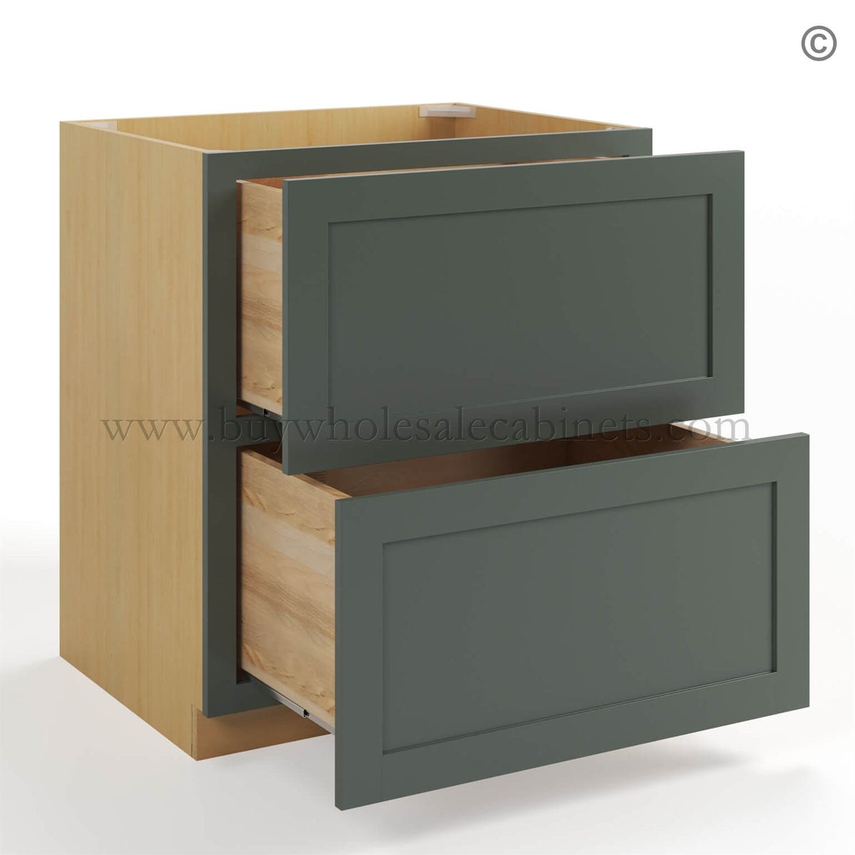 Green Shaker Two Drawer Base