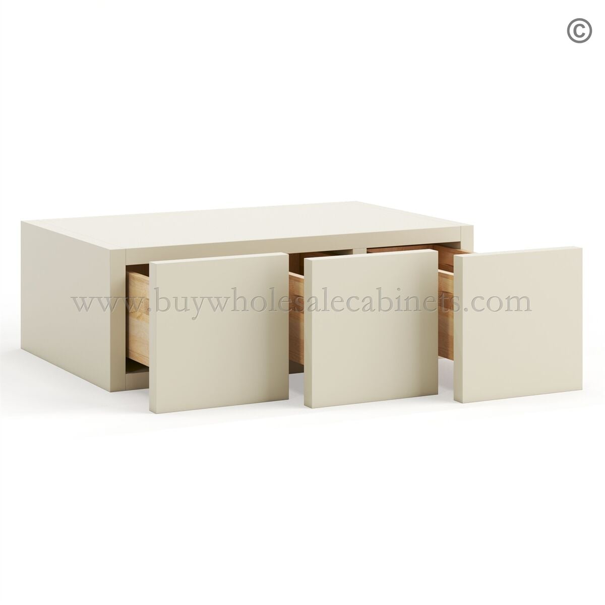 Frameless Ivory White Wall Small Drawers – 3 Drawers