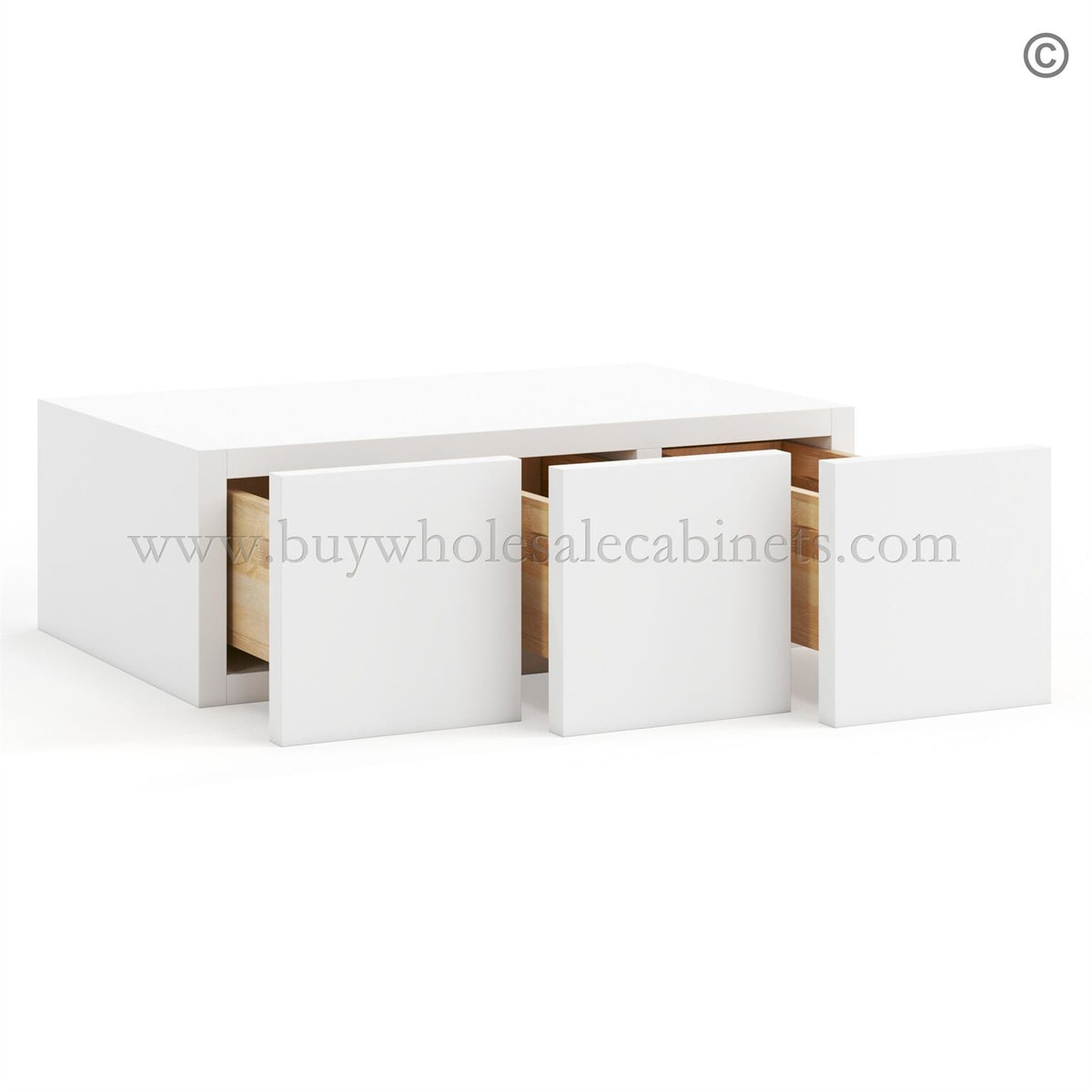 Frameless Modern White Shaker Wall Small Drawers – 3 Drawers