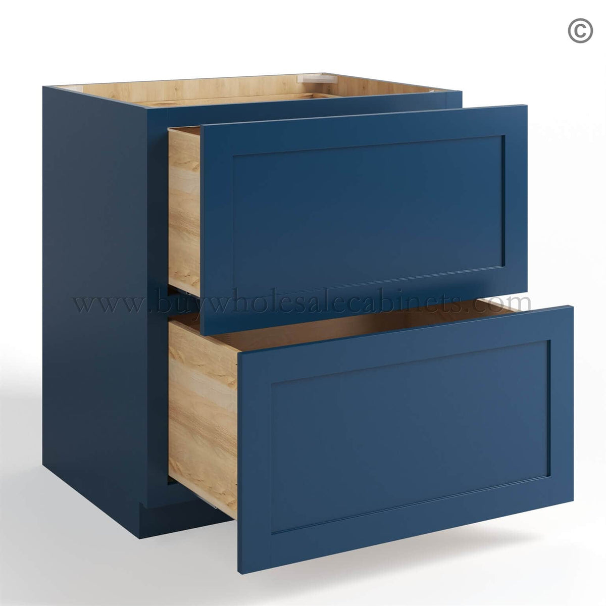 Navy Blue Shaker Two Drawer Base
