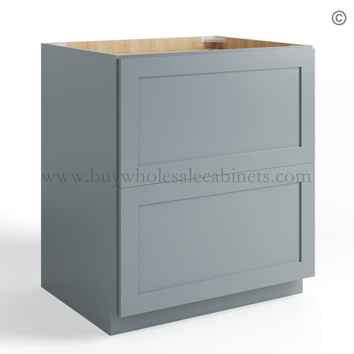 Gray Shaker Two Drawer Base