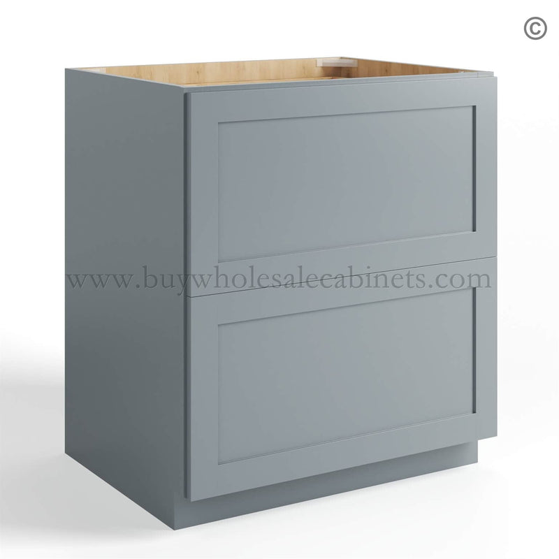 Gray Shaker Two Drawer Base