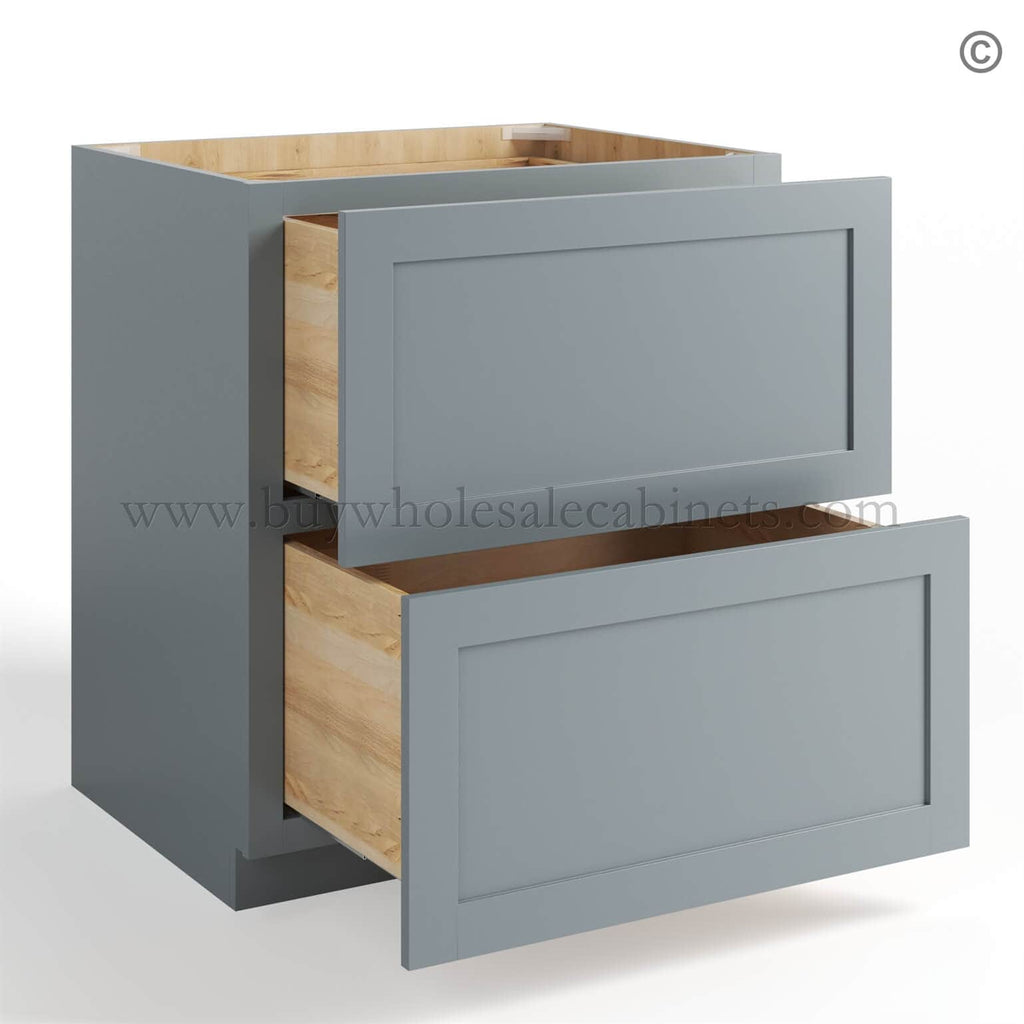 Gray Shaker Two Drawer Base