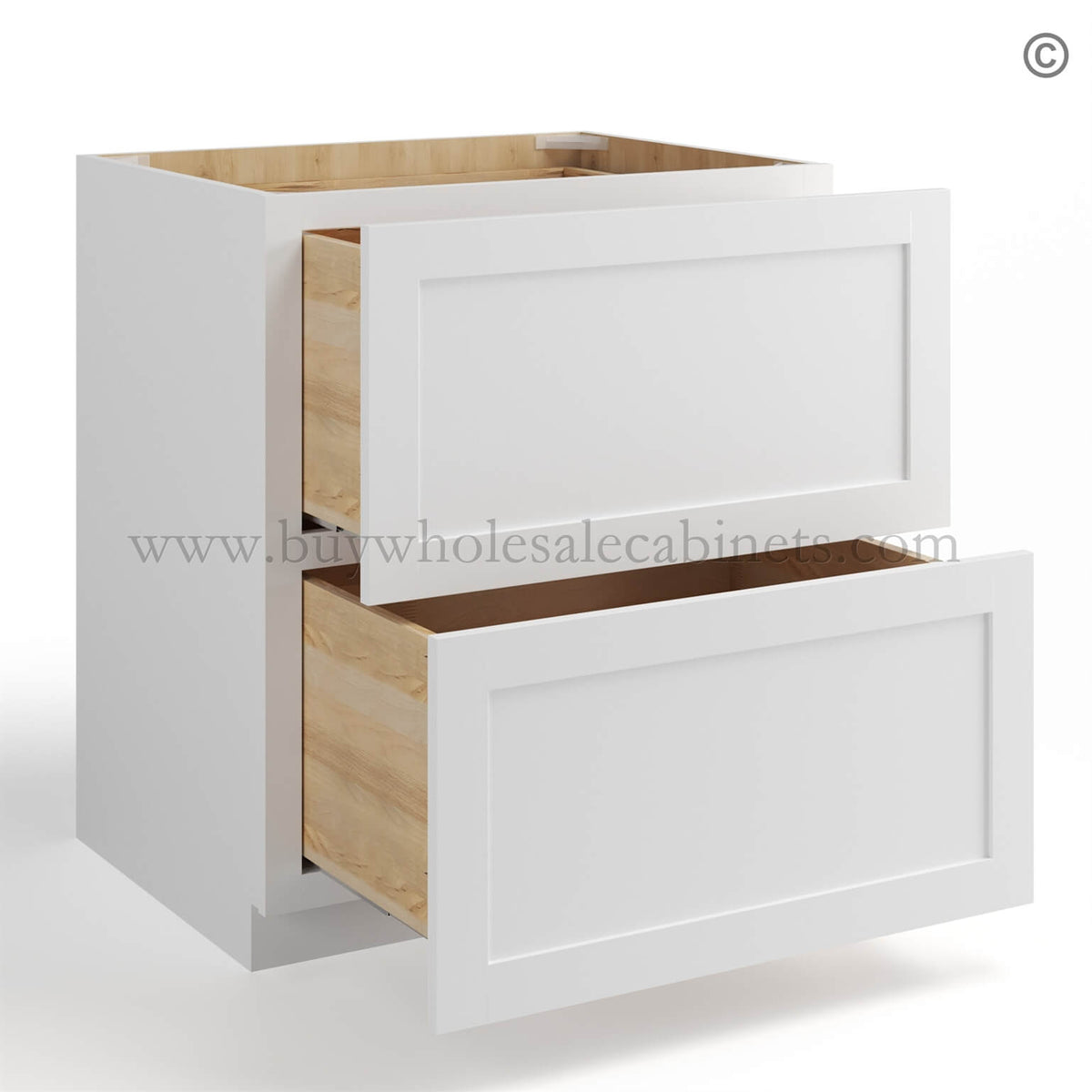 White Shaker Two Drawer Base