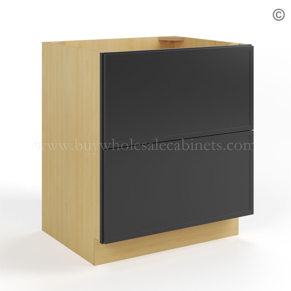 Slim Black Shaker Two Drawer Base