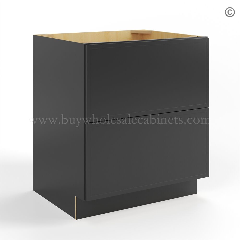 Slim Black Shaker Two Drawer Base