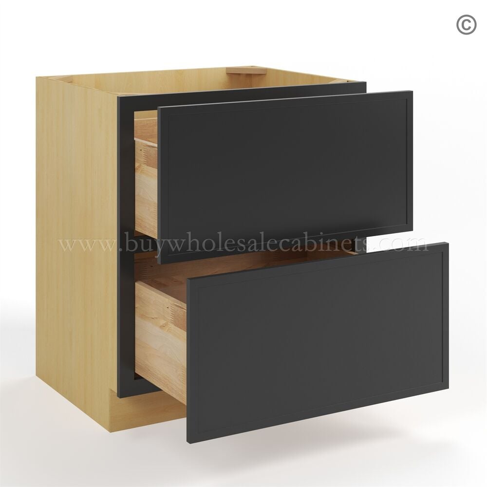Slim Black Shaker Two Drawer Base