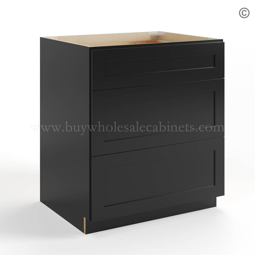 Black Shaker Three Drawer Base