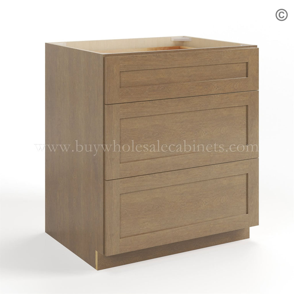 Rustic Wood Shaker Three Drawer Base